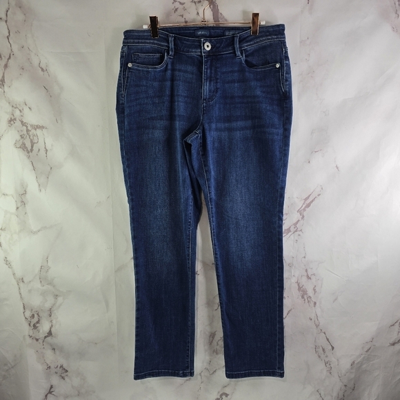 J Jill Jeans Womens 10 Authentic Stretch Slim Ankle Crop Denim Dark Wash Skinny - Picture 6 of 13